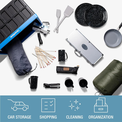 Collapsible Storage Bins with Lids- Charcoal 3 Pack 46L - Plastic Containers Stackable Organization Crates Home Closet Space-Saving Durable