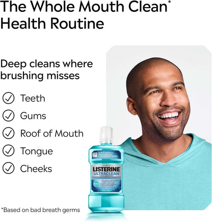 Ultraclean Oral Care Antiseptic Mouthwash, Everfresh Technology to Help Fight Bad Breath, Gingivitis, Plaque & Tartar, Ada-Accepted Tartar Control Oral Rinse, Cool Mint, 1 L