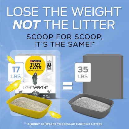 Purina  Lightweight 4-In-1 Strength Multi-Cat, Odor Control, Clumping, 99.9 Percent Dust Free Cat Litter - 17 Lb. Box