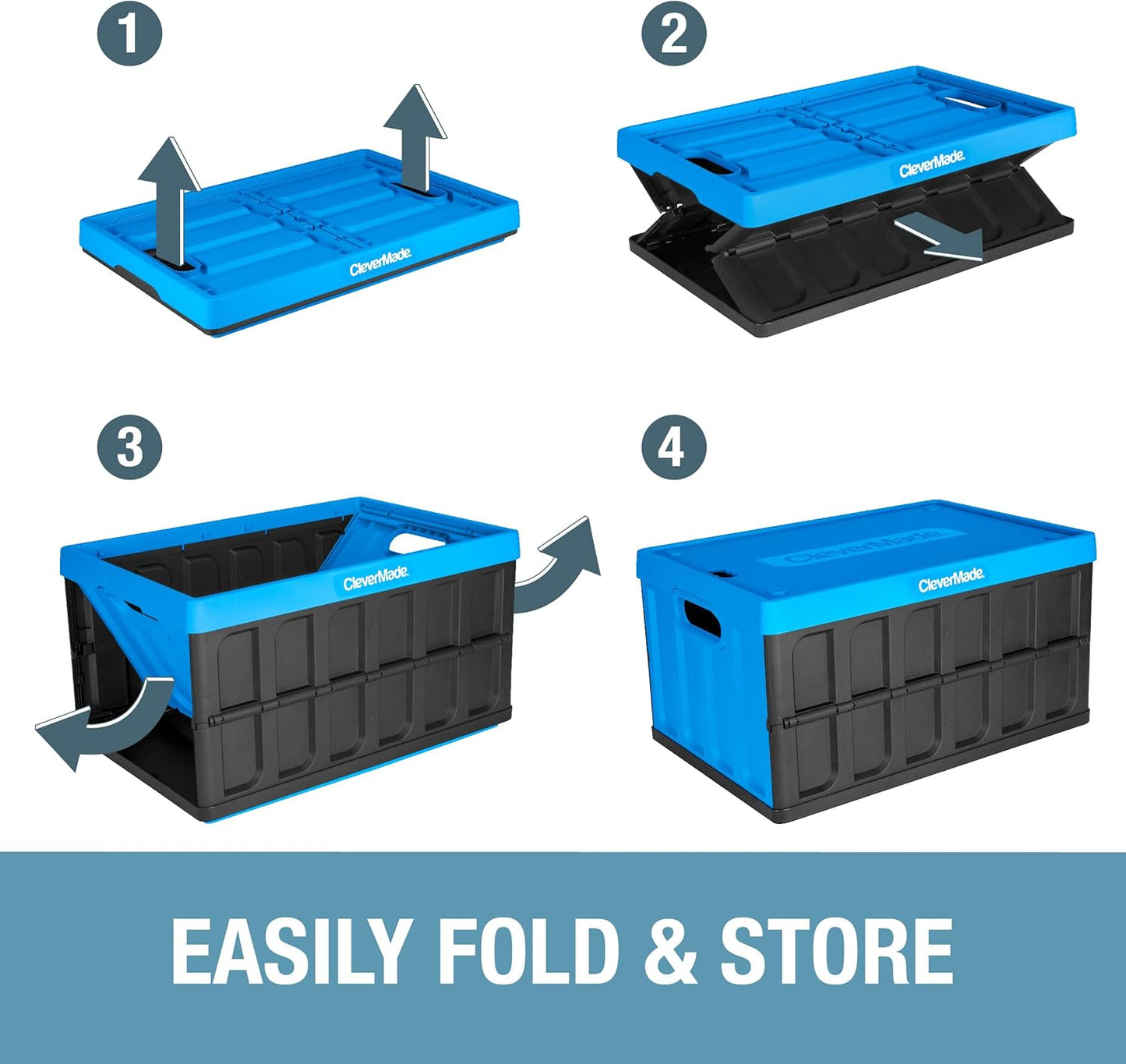 Collapsible Storage Bins with Lids- Charcoal 3 Pack 46L - Plastic Containers Stackable Organization Crates Home Closet Space-Saving Durable