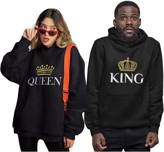 King & Queen Matching Couple Hoodie Set - His & Hers Pullover Hoodies - Valentine'S Day Gift for Couples