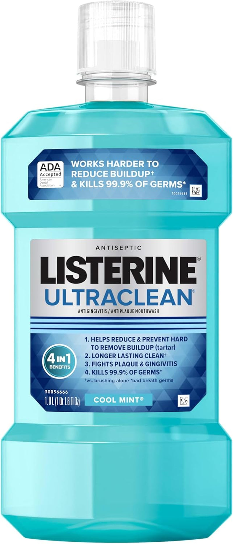 Ultraclean Oral Care Antiseptic Mouthwash, Everfresh Technology to Help Fight Bad Breath, Gingivitis, Plaque & Tartar, Ada-Accepted Tartar Control Oral Rinse, Cool Mint, 1 L