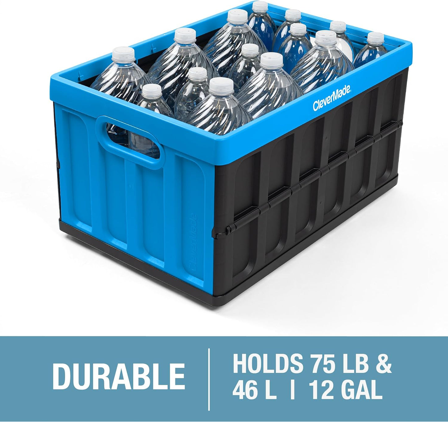 Collapsible Storage Bins with Lids- Charcoal 3 Pack 46L - Plastic Containers Stackable Organization Crates Home Closet Space-Saving Durable